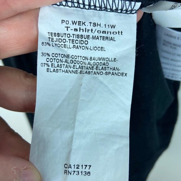 MaxMara Weekend Black Puff Short Sleeves Top Jewel Neck Size Medium Blouse Tee M - Picture 5 of 8